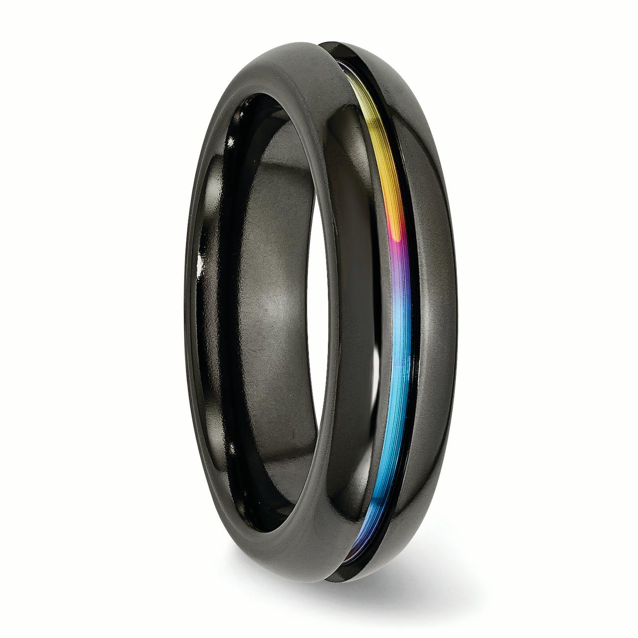 Chisel Titanium Black Multi-colored Anodized 6mm Polished Wedding Band Size 12.5 Female Adult