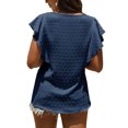 thumbnail image 4 of SAYOO Camisa suelta con botones en la parte delantera para mujer, blusas de trabajo de lunares suizos con cuello en V y mangas con volantes de verano SAYOO  Vida cotidiana, 4 of 5