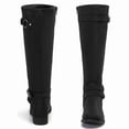 thumbnail image 2 of LOVE STEETLY Women's Knee High Chunky Heel Boots, Side Zipper Round Toe Faux Leather Casual Buckle Comfort Versatile Boot., 2 of 7