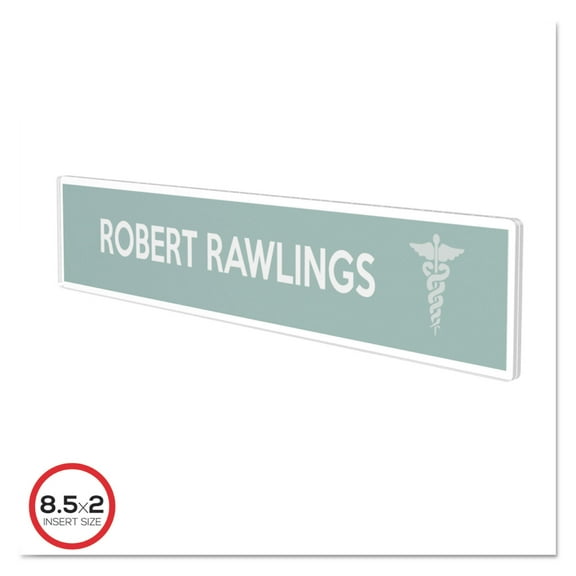 Superior Image Cubicle Nameplate Sign Holder, 8 1/2 X 2 Insert, Clear | Bundle of 5 Each