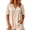 Beige, variant on Button Down Dressy Blouse for Women Puff Short Sleeve V Neck Cotton Gauze Shirt Loose Fit Casual Tunic Tops