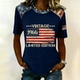 thumbnail image 2 of Youpwaven Women's Vintage 1966 Limited Edition T-Shirt, Patriotic American Flag Graphic Top, Independence Day Round Neck Short Sleeve Tee, 2 of 5