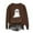 Brown, variant on Women's Plus Size Halloween Sweatshirt Simple Ghost Print Crew Neck Drop Shoulder Hoodless Casual Pullover S-2XL