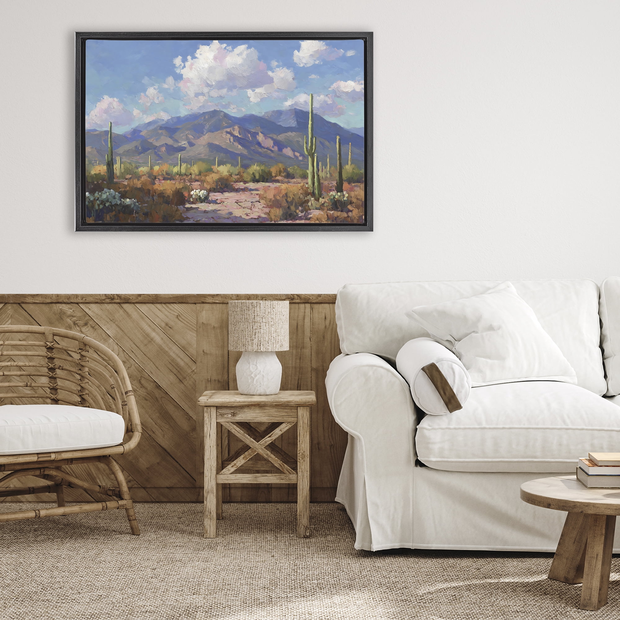 Stupell Industries Desert Mountains at Sunset Glow Black Framed Floater Canvas Wall Art, design by Gina Kelly