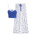 thumbnail image 3 of LIZUOJUN Women Pajama Sets Floral Print Lace Cami Pants Set Summer Lounge Wear Soft Breathable Lightweight Loungewear Home Pajamas - L, 3 of 3