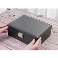 thumbnail image 4 of Cuero duro negro, almacenamiento de doble capa, caja receptora de joyas, compartimentos de gran capacidad, sin pérdidas ni daños, 4 of 5