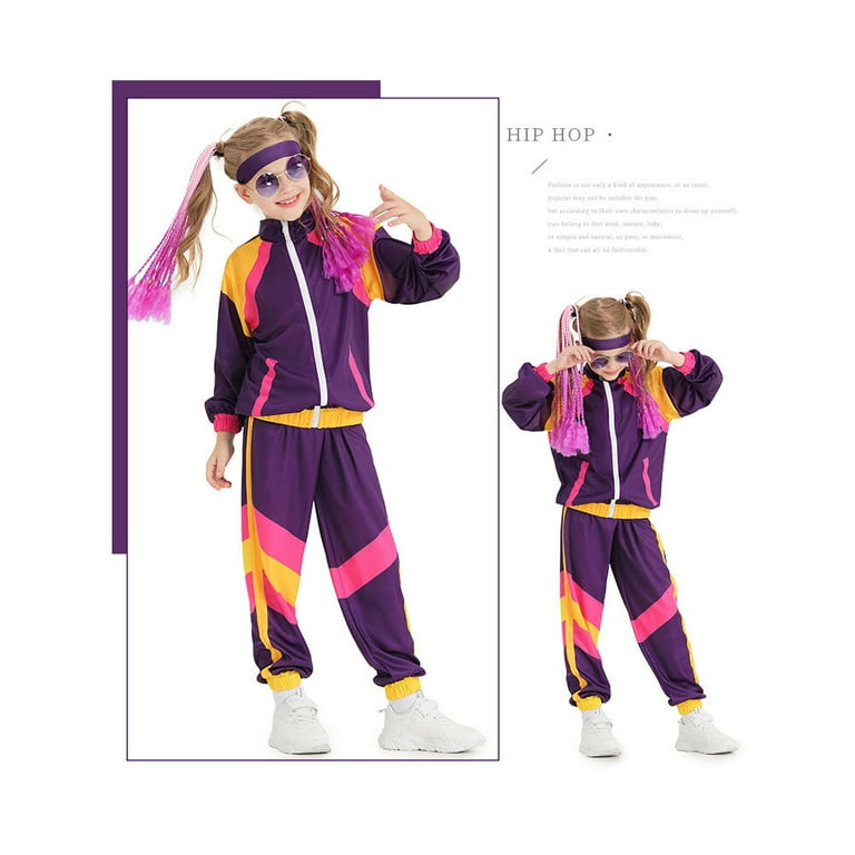 80s Tracksuit Hip Hop Costume for Kids Halloween Retro Sportswear