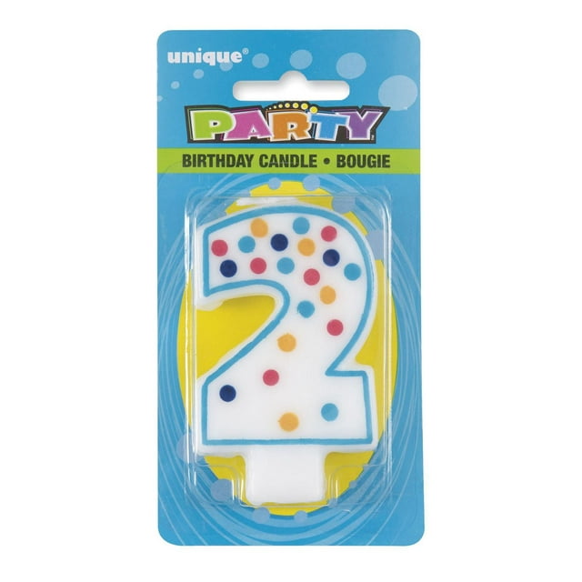Polka Dot Number "2" Birthday Candle
