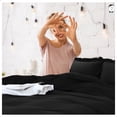 thumbnail image 3 of PiccoCasa 3 Pieces Soft Ruffled Brushed Adult Duvet Cover Sets 110GSM Black Queen, 3 of 7