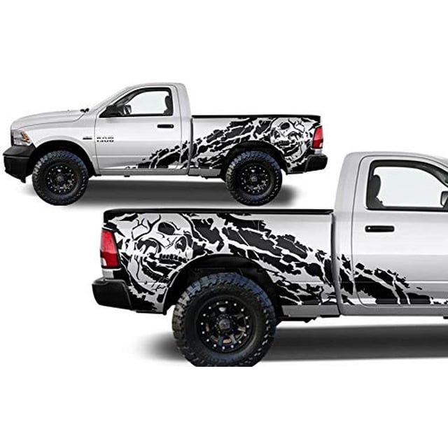 Factory Crafts Nightmare Side Graphics Kit 3M Vinyl Decal Wrap Compatible with Dodge Ram 6.5 Bed 2009-2018 - Matte Black