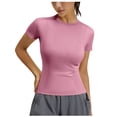 thumbnail image 2 of Ichuanyi Workout Tops for Women Short Sleeve Athletic Tee Slim Cutting Summer Running Gym Fitness Yoga Sports T-Shirt, 2 of 4