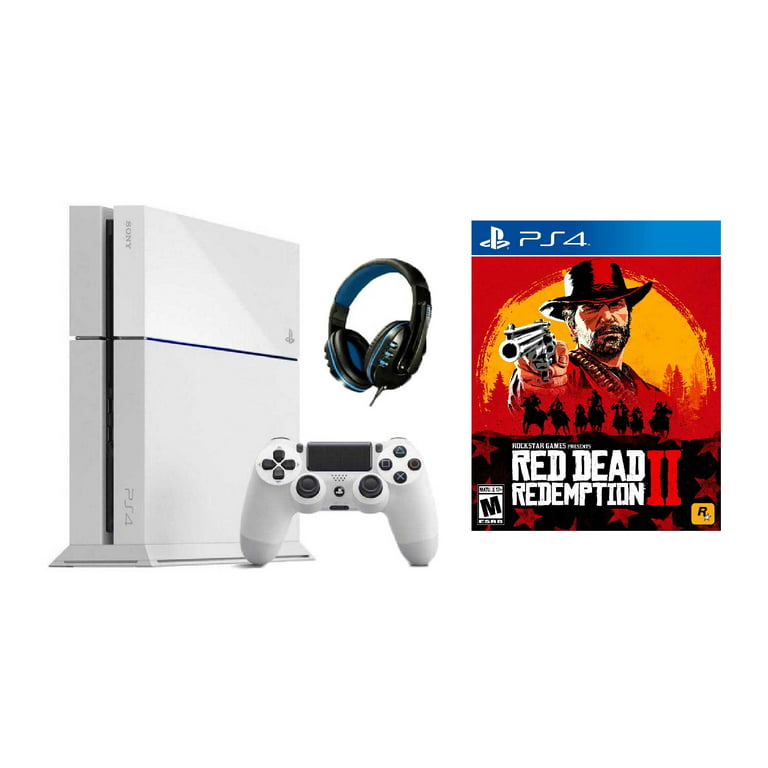 upassende Læs våben Sony PlayStation 4 500GB Gaming Console White with Red Dead Redemption 2  BOLT AXTION Bundle Like New - Walmart.com