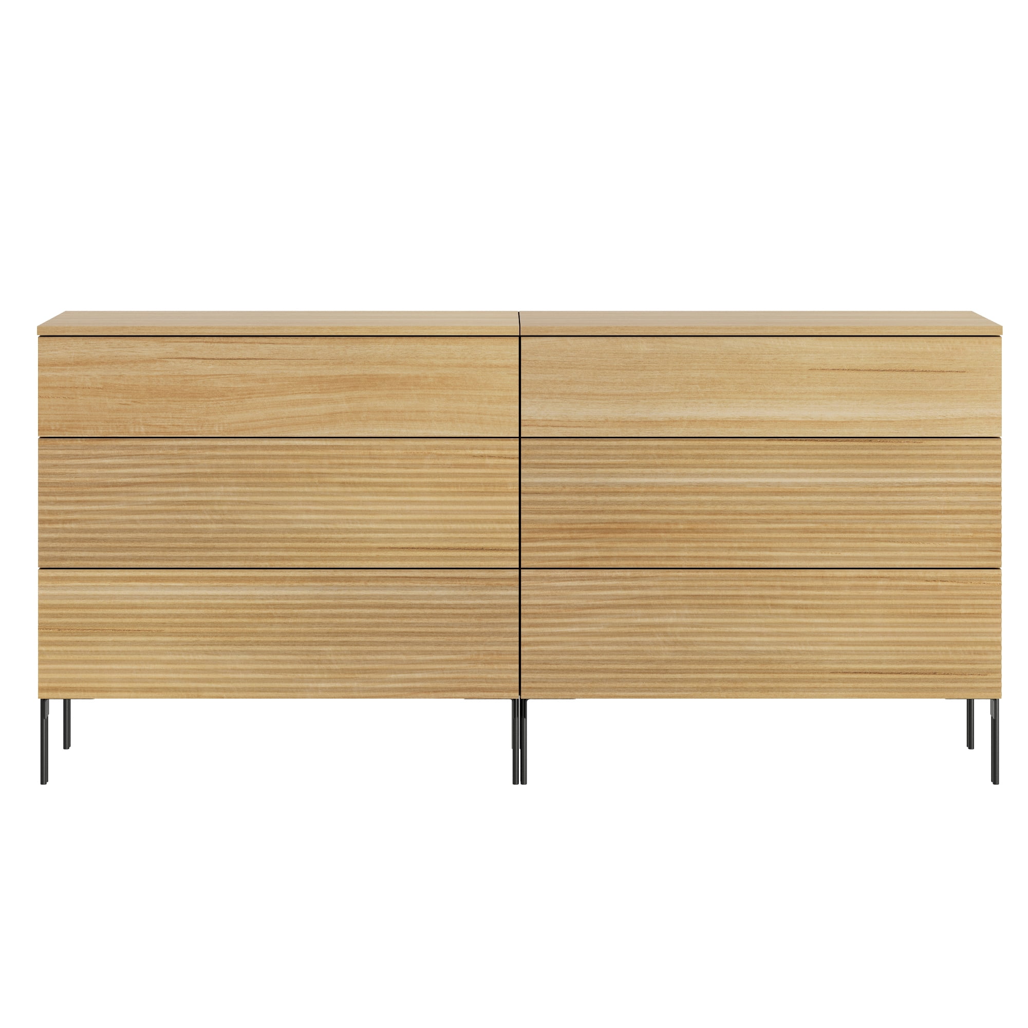 WAMPAT 63" Sideboard Cabinet Set with 6 Drawers, Modern Fluted Storage Cabinet with Push-to-Open Design, Large Credenza Buffet Cabinet for Dining Room, Living Room