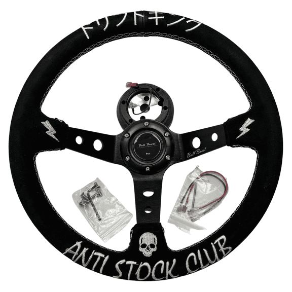 Suede Steering Wheel Short Hub Adapter Kit For 02-07 Subaru Impreza WRX STI Legacy