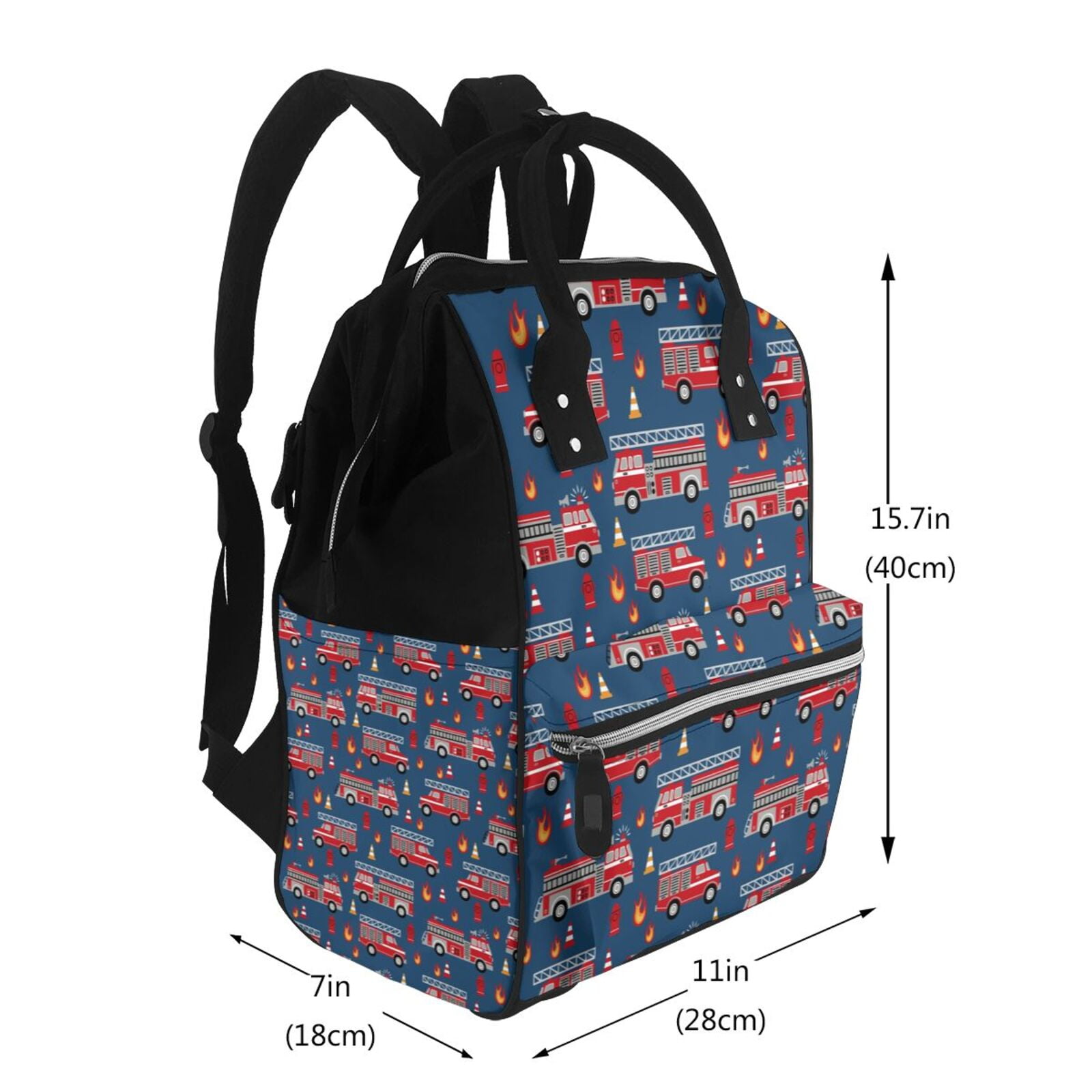 Defioc Fire Truck 1 for Baby Diaper Bag Backpack - Baby Bag for Boys & Girls - Diaper Backpack - Large Travel Diaper Bags- Baby Registry Search & Shower Gifts