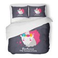 thumbnail image 1 of Juego de Ropa de Cama ABPHQTO 3 Piezas Rosa Bebé Unicornio Niños y Cumpleañera Lindas Flores Funda nórdica con 2 fundas de almohada, 1 of 1