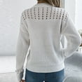 thumbnail image 5 of Scyoekwg Fall Hollow Out Sweaters for Women Fashion Casual Crew Neck Long Sleeve Crochet Pullover Tops Loose Comfy Sweater (White,M), 5 of 8