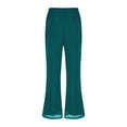 thumbnail image 2 of Yartina Womens Stretchy Wide Leg Palazzo Long Pants Casual Chiffon Elastic High Waist Loose Trousers Green L, 2 of 5