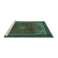 thumbnail image 2 of Ahgly Company Machine Washable Indoor Rectangle Medallion Turquoise Blue Traditional Area Rugs, 2' x 5', 2 of 4