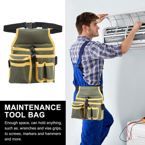 AURARMLET Bolsa De Herramientas Verde De Lona Resistente Para Electricista Con Múltiples Bolsillos Organizadores