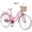 Pink, variant on Ambifirner 24 Inch Beach Cruiser Bike for Adult , High-Carbon Steel Commuter Bicycle with Rear Rack and Basket, Ergonomic Upright Design for City Riding