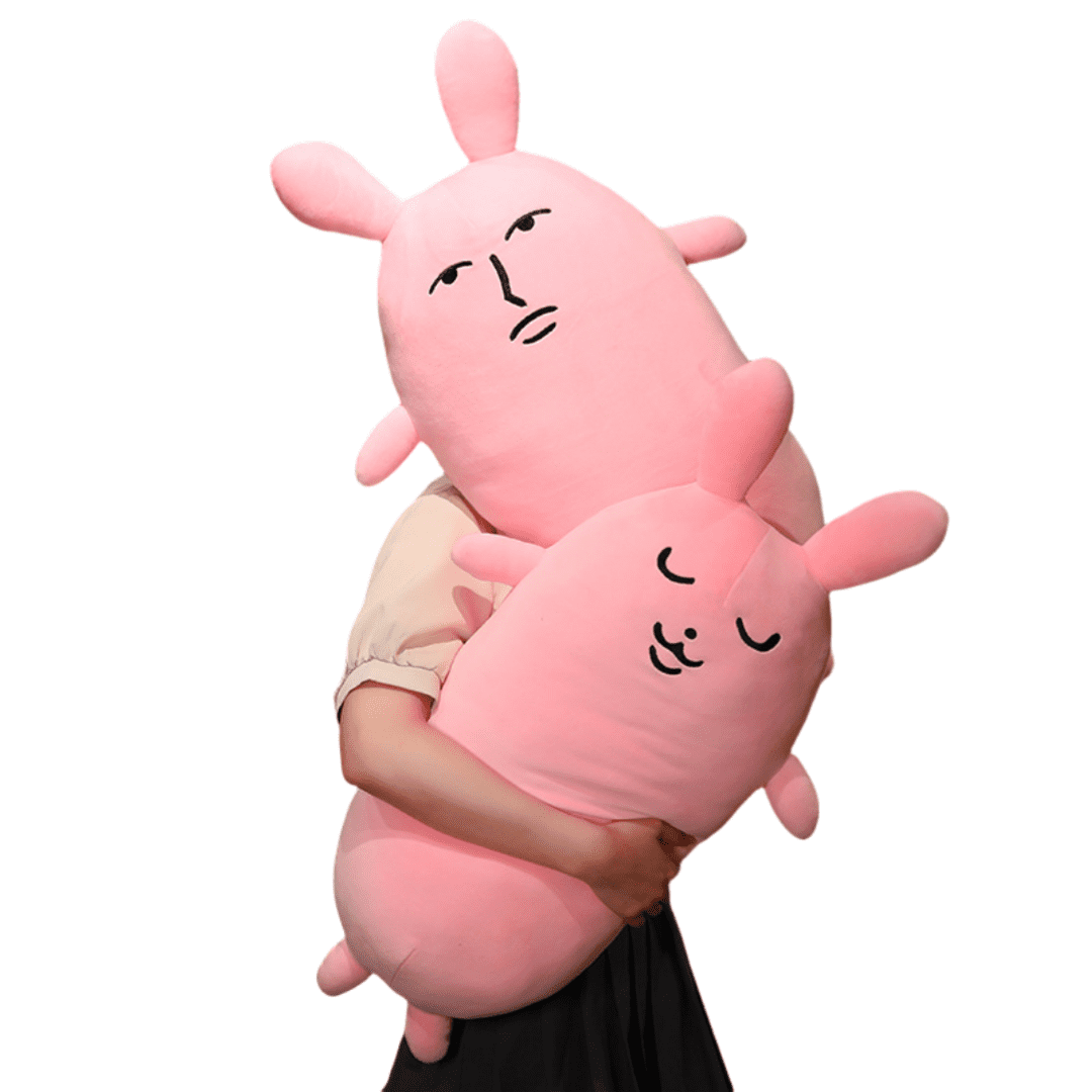 Funny Expression Pink Rabbit Plush Toy -31.5-inch Giant Cute Long Pillow Plush Animal Toy Creative Room Decoration Kawaii Birthday Gift