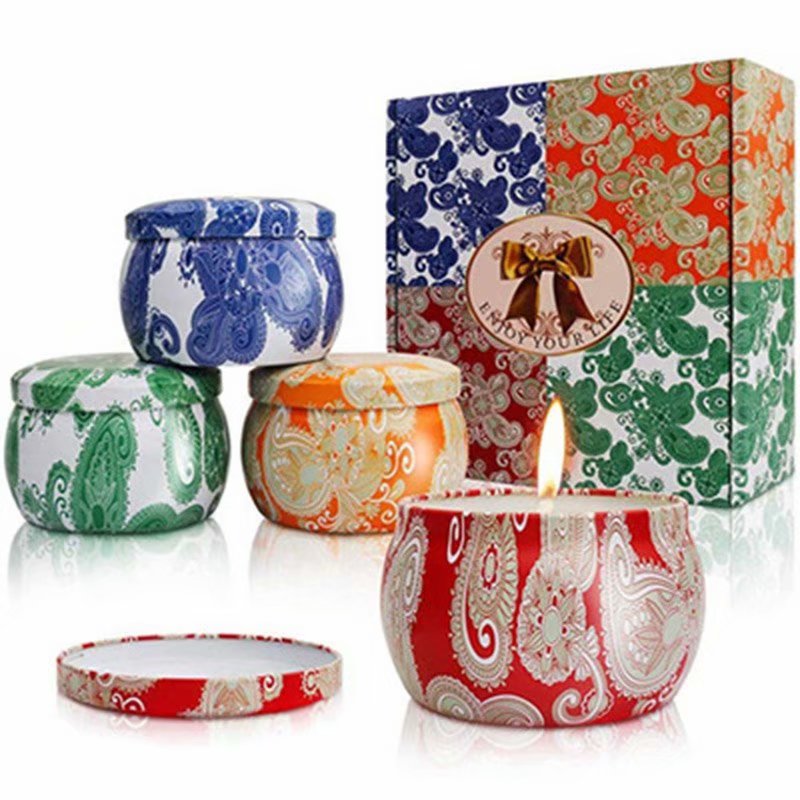 Scented Candles Gift Set, Natural Soy Wax 4.4 Oz Portable Travel Tin