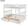 thumbnail image 7 of Full over Full Bunk Bed with Two Storage Drawers, Convertible Solid Wood Bunk Bed Frame with Ladder and Safety Guardrail, Can Be Divided Into Two Beds for Boys Girls Adults, White, 7 of 7