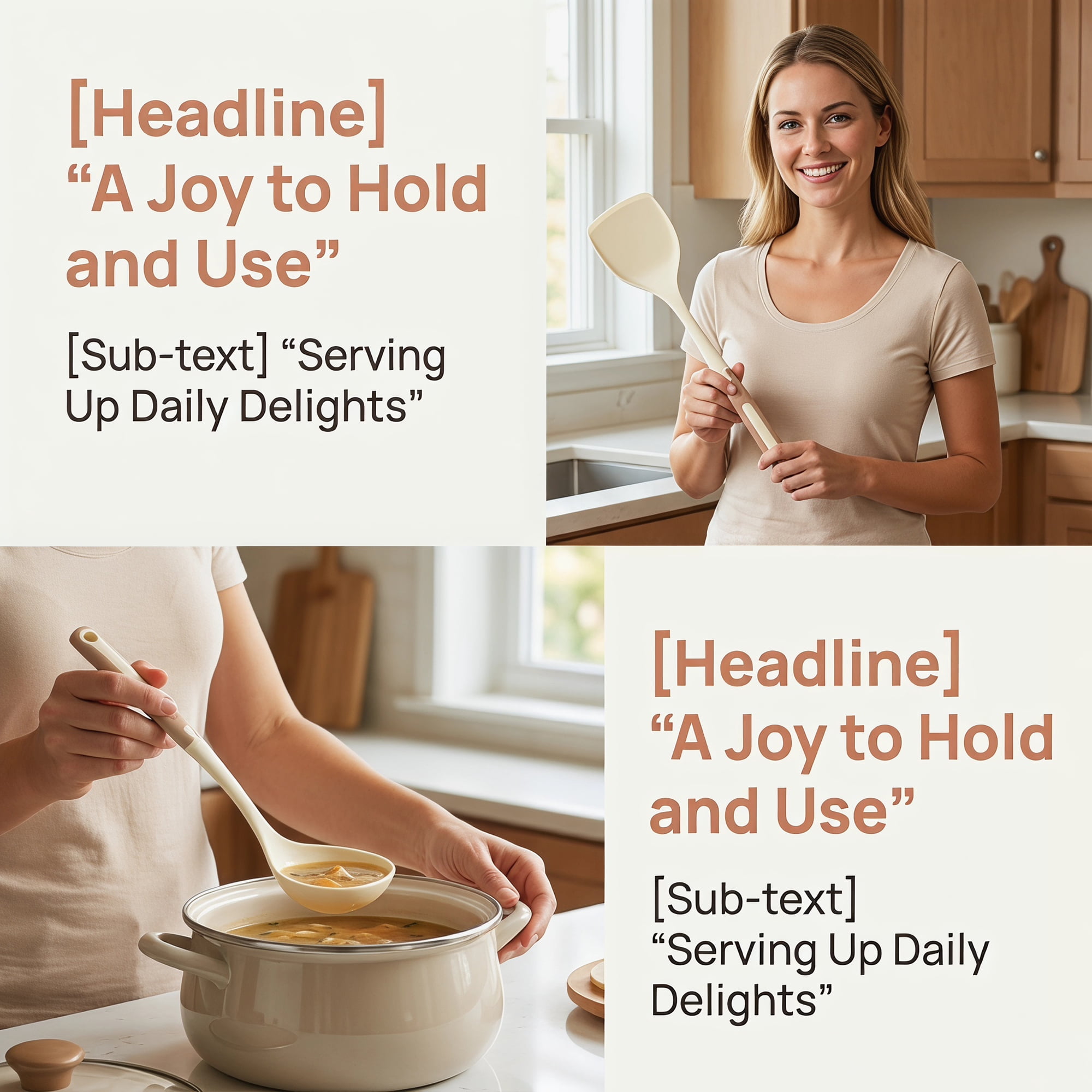 Unique Bargains Cooking Utensil Set with Silicone Color-blocked Brownish Yellow C 2pcs