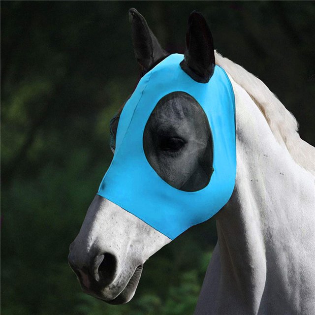 Máscara Equina de Malla Anti-mosca Máscara de Caballo Estiramiento de Ojo de Máscara de Mosca de Caballo con Cubiertas Máscara de Mosca Azul Sunnimix máscaras de mosca de caballo