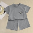 thumbnail image 4 of SGFCWSX Boys 2 Piece Outfits Summer Crew Neck Pocket T Shirt Elastic Waist Shorts Set for Kids Gray Size 7, 4 of 8
