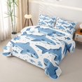 thumbnail image 3 of Manfei Marine Shark Quilt Full, Cartoon Coral Fish Full Bedspread Sets, White Blue, 3pcs, 1 Coverlet and 2 Pillowcases, 3 of 7