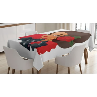Ambesonne Spanish Tablecloth Rectangular Table Cover, Chibi Flamenco Costume, 60"x84", Multicolor