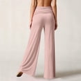 thumbnail image 6 of Coral Fold Over Pants for Women Loose Foldover Yoga Pants Ruched Waist Casual Palazzo Pants Flare Wide Leg Leggings Light pink S, 6 of 8
