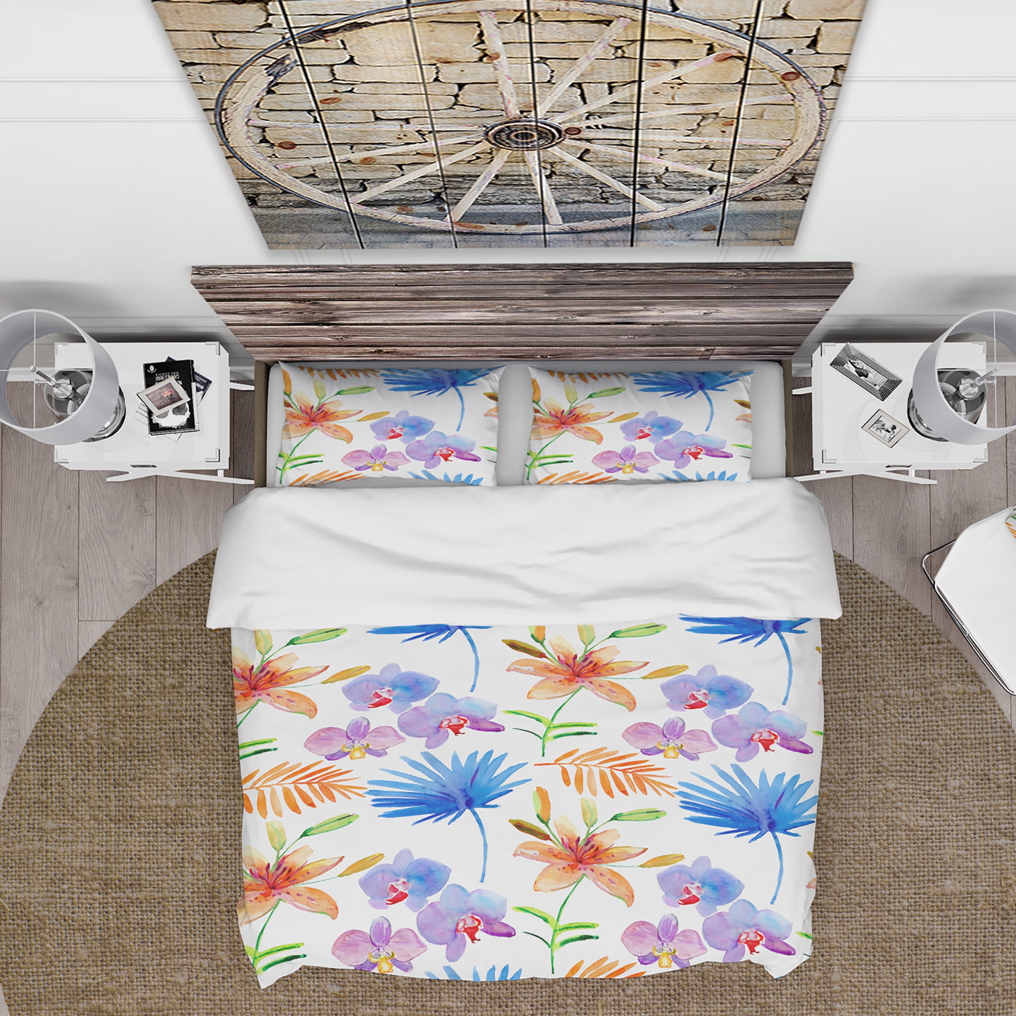 Designart 'Watercolour Orchids' Floral Duvet Cover Set