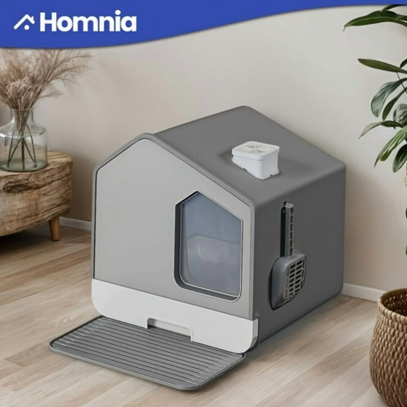 Modfusion Enclosed Cat Litter Box with Vent and Accessories for Odor Elimination and Splash Prevention