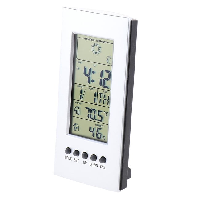 Estación De Pronosticador Del Tiempo Del Despertador Del Termól Pronóstico Digital, Humedad, Higrómetro, Temperatura UNA Soledad Reloj digital con alarma