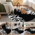 thumbnail image 6 of Sea White Coral Round Living Room Rugs 4 ft, Marine Black Background Modern Art Washable Area Rug with Non-Slip Sturdy Edge Binding Round Carpet for Entryway Kitchen Bedroom Bathroom, 6 of 9