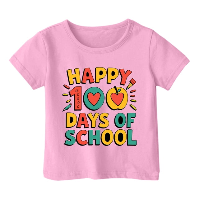 PMVFHDE Hauts Courts pour Fille Garçon et Fille Mode Décontractée Imprimé Col Rond T-Shirt Manches Courtes Ample Rose, 12-13 Ans