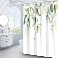 thumbnail image 2 of Sage Green Eucalyptus Shower Curtain, Watercolor Plant Leaf Shower Curtain Set, Botanical Shower Curtains for Bathroom, Waterproof Fabric with 12 Hooks, 72 x 72 Inches, 2 of 6