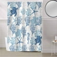 thumbnail image 5 of Fabric Shower Curtain, Summer Ocean Blue Coral and Sea Turtle Bathroom Curtain with 12 Hooks Waterproof No Bad Odor Machine Washable Bath Curtains for Bathroom, Spa Room, Background Cloth, 72"x72", 5 of 6