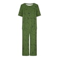 thumbnail image 4 of Liquidation d'Économies d'Été Iumwxz Tenues de Pyjama Décontractées et Fluides Grande Taille Tenues d'Été Mode Graphique Col Rond Manches Courtes Taille Élastique Pantalon Court Ensembles Assortis pour Dames Fête, 4 of 6