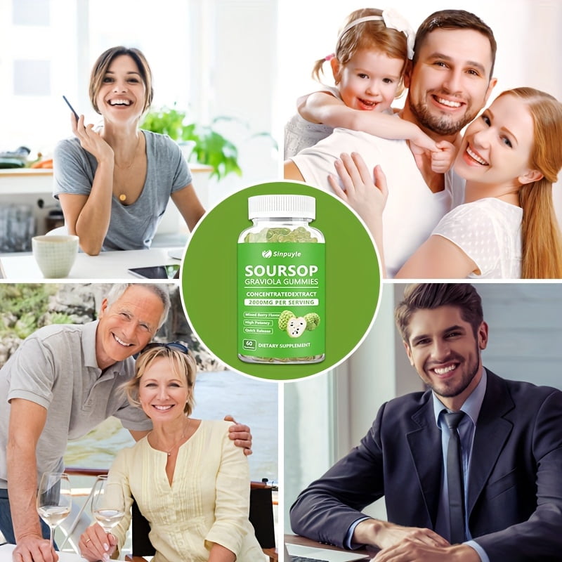Soursop Graviola Gummies 2000mg Per Serving, 60 Count - Mixed Berry Flavor High Potency Immune Support Supplement