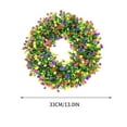 thumbnail image 3 of Anuirheih 13Inch Green Wreath, Spring Summer Wreath with Colorful Daisy, Ferns, Leaves, Wreath for Front Door, Wall, Windows, Indoor Outdoor Festival Home Decor, 3 of 6