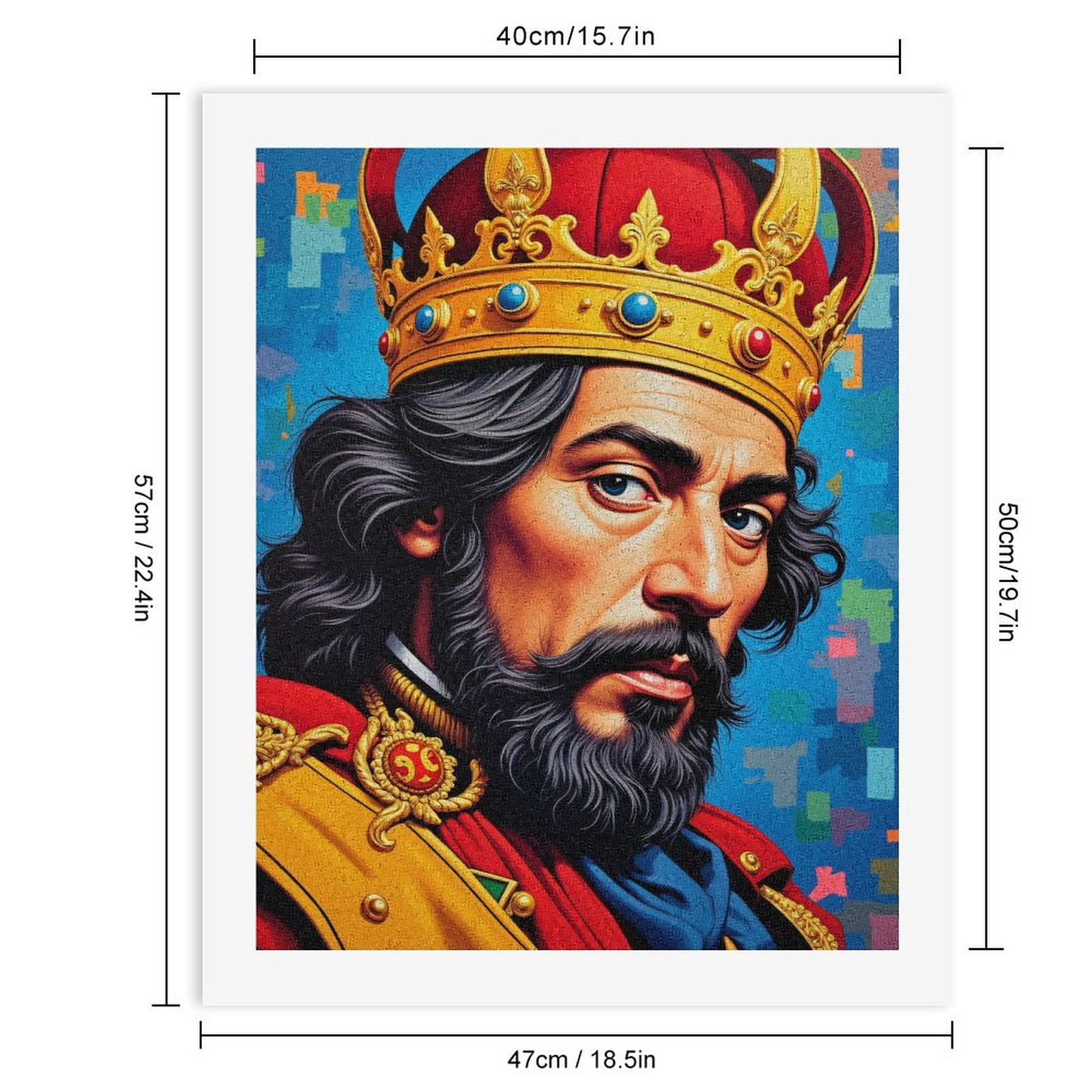 Paint By Numbers Kit for Adults Beginner - DIY King Portrait Vibrant Colors Art Canvas Painting Kits for Adults, Frameless Paint By Number for Adults for Home Wall Decor 16x20 Inch