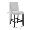 thumbnail image 4 of Riac Set of 2 Counter Height Chairs-Black Wood-Dove Gray Fabric Seat, 4 of 7