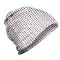 thumbnail image 1 of Stripes Unisex Beanie, Stellar Squares Pattern, Hiking Outdoors, Eggplant and White, by Ambesonne, 1 of 1