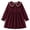 A1016-Red, variant on HILEELANG Toddler Girls 100% Cotton Long Sleeve Dress, Ruffle Peter Pan Collar Button Front Casual Dress, Burgundy Red, 4Y