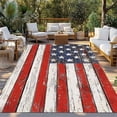 thumbnail image 3 of Outdoor Rug 5x8 ft 4th of July Waterproof Outdoor Patio Rug Mat Non Slip Outside Area Rugs Carpet for RV,Camping,Porch,Deck,Pool,Balconybackyard,Patriotic Wood American Flag Red White and Blue, 3 of 9