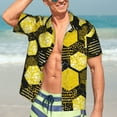 thumbnail image 5 of Yiaed Geometric Pattern with Bee Print Hawaiian Shirt for Men Short Sleeve Button Down Shirts Beach Shirts for Men-Large, 5 of 5